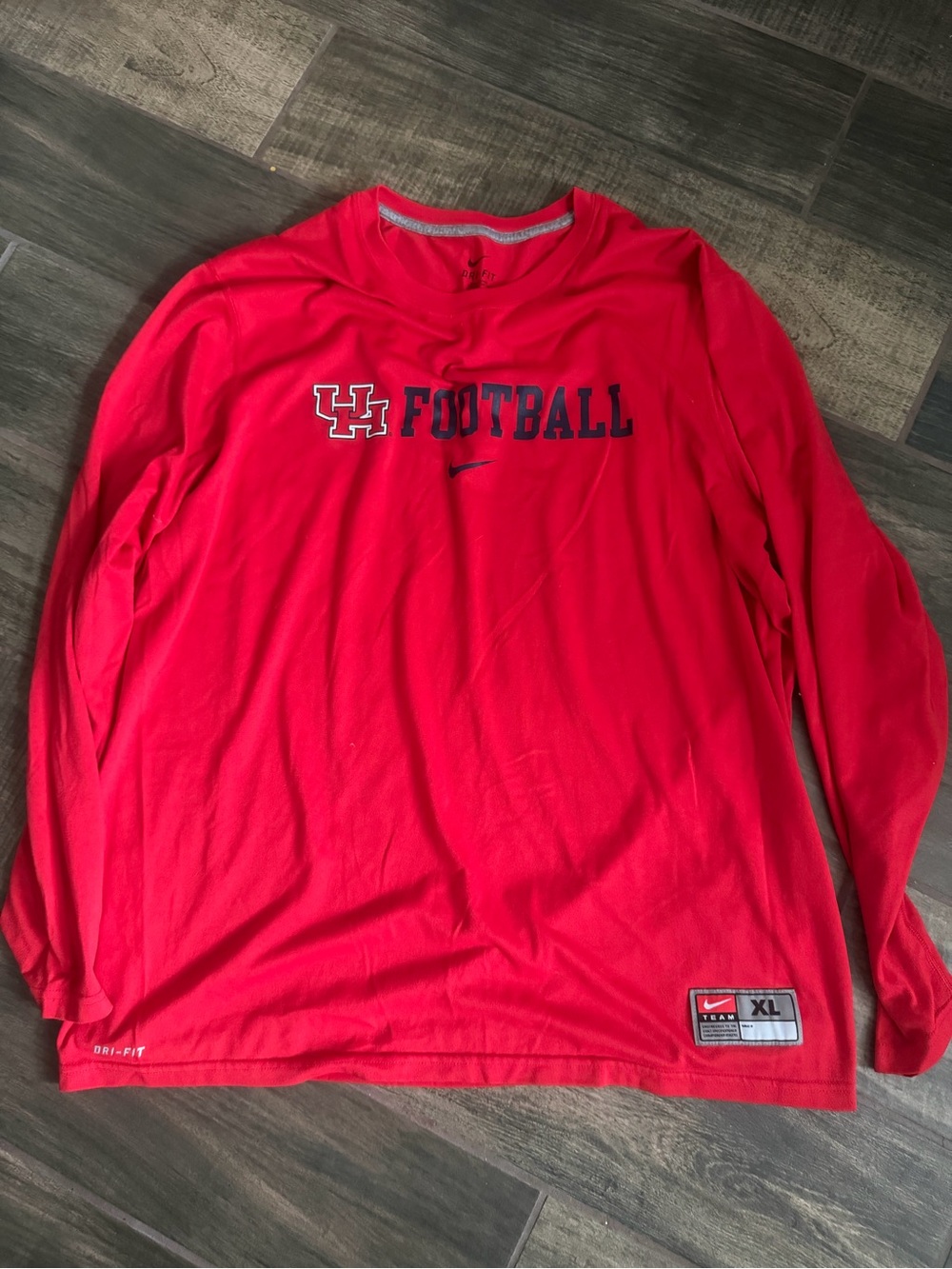 Nike Red UH Football Long-Sleeve Performance Tee